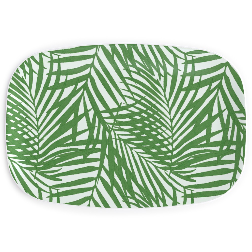 Watercolor Fronds - Green Serving Platter, Green