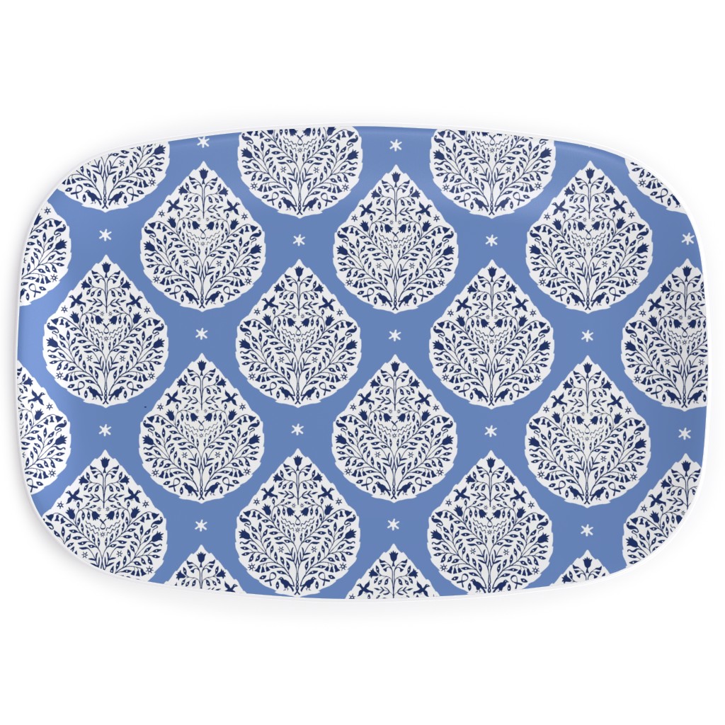 Conway Paisley - Cobalt and Navy Serving Platter, Blue, True Blue