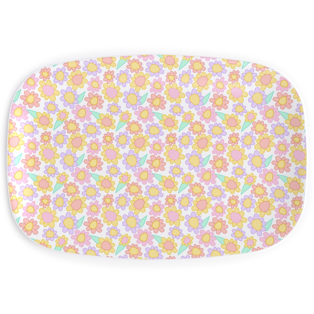 Nicola Unicorn Flowers Serving Platter, Multicolor