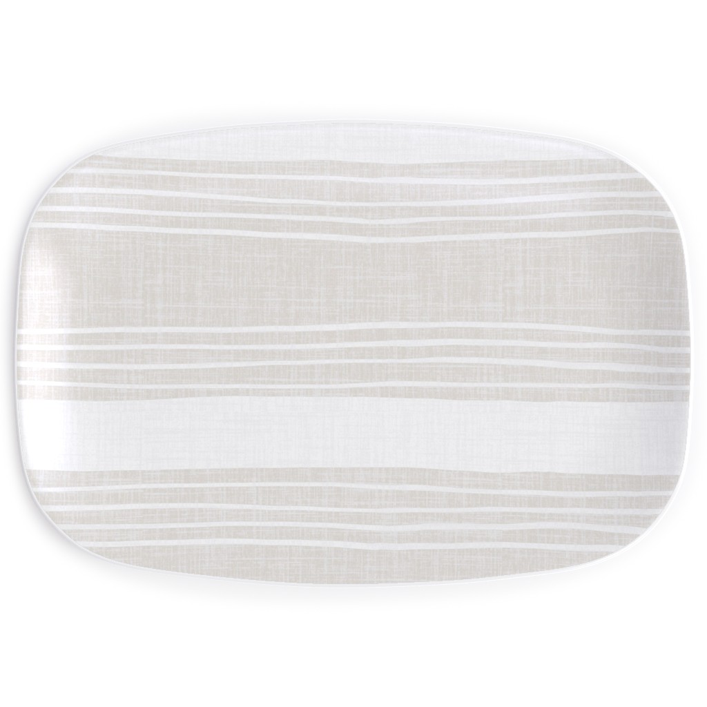 Rustic Stripe - Taupe Serving Platter, Beige