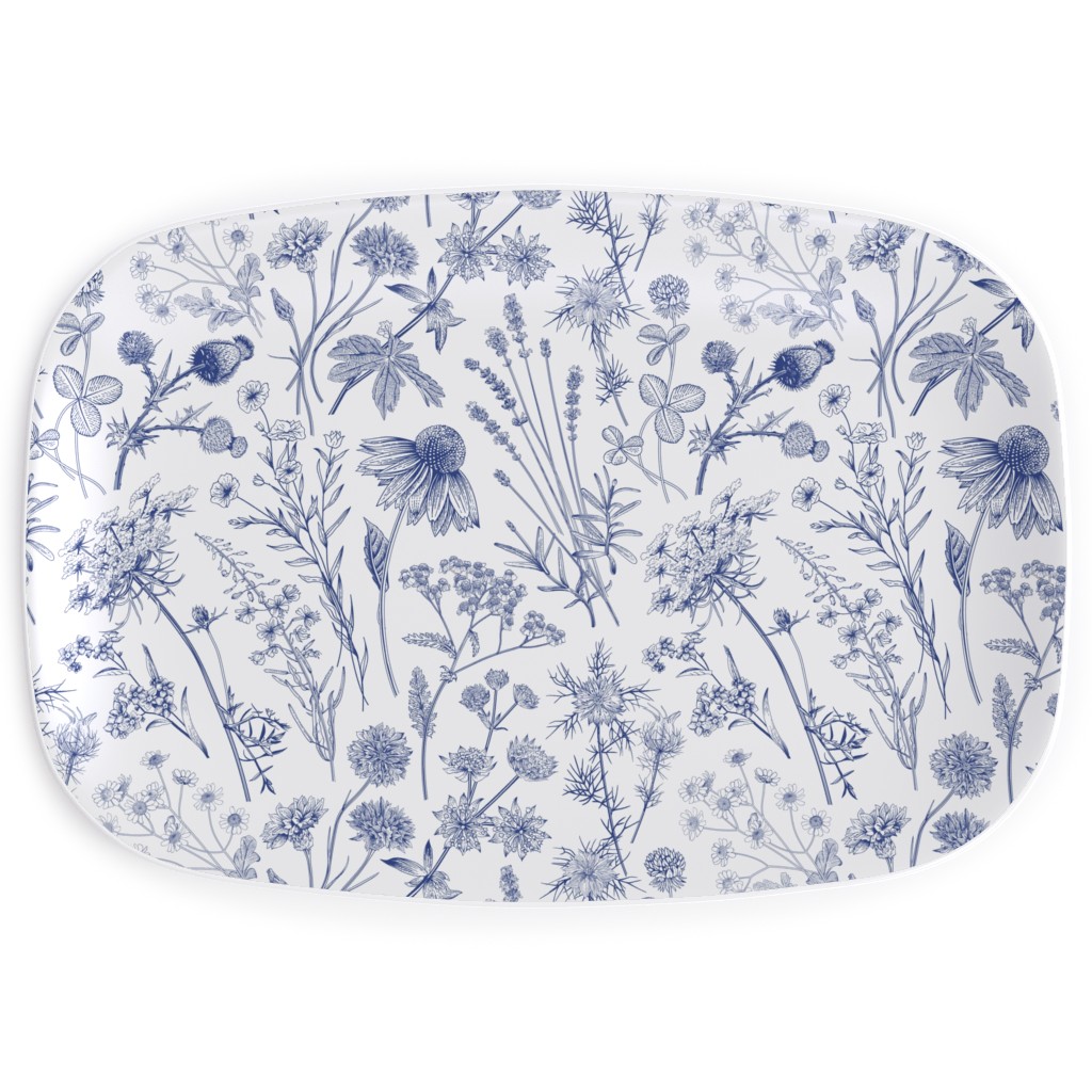 Wild Flowers - Blue Serving Platter, Blue