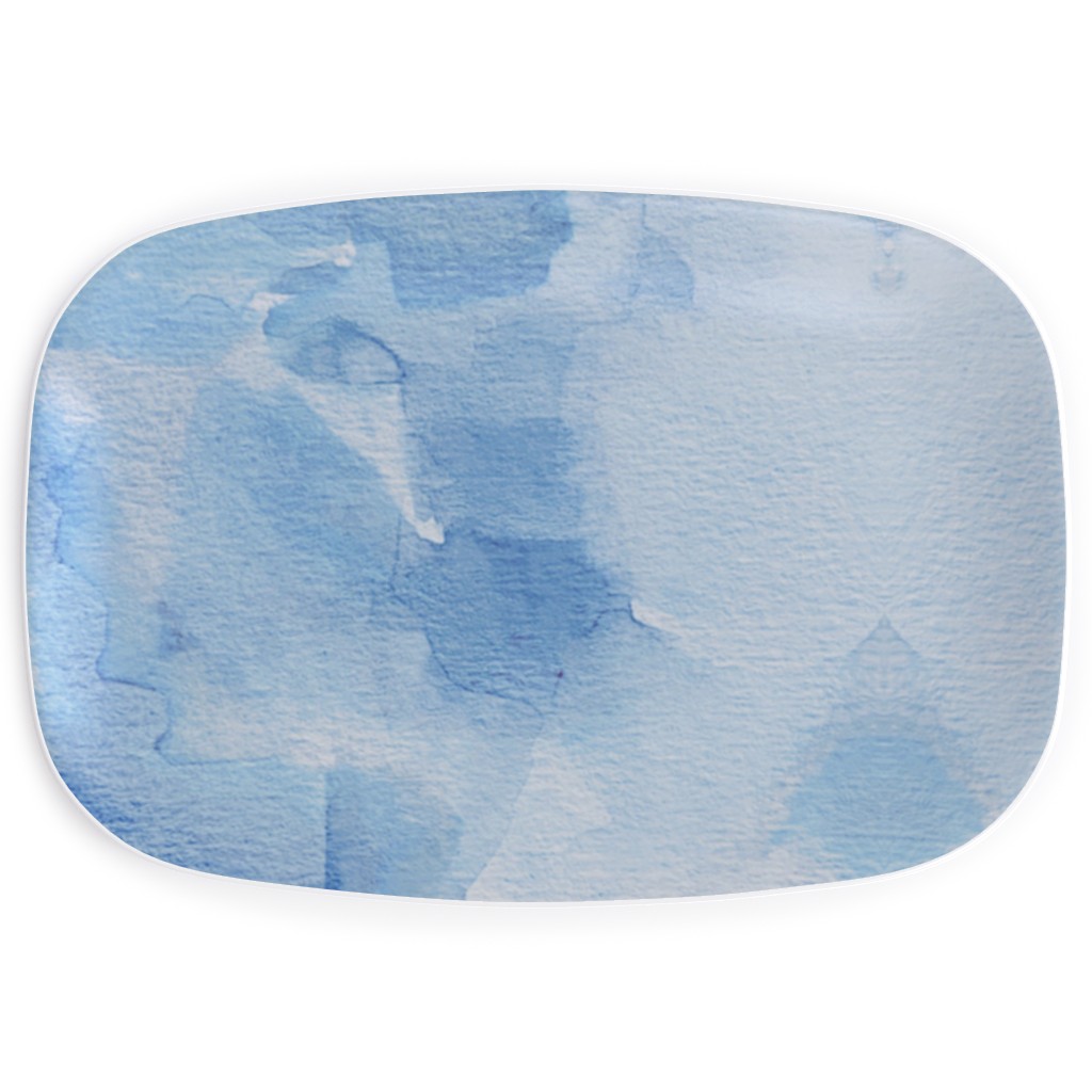 Watercolor Rorscharch - Blue Serving Platter, Blue