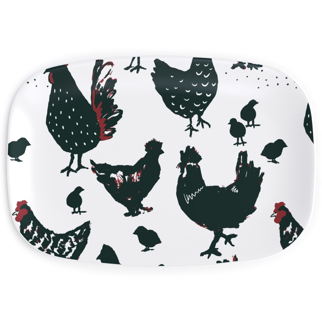Chickens - Neutral Serving Platter, Black