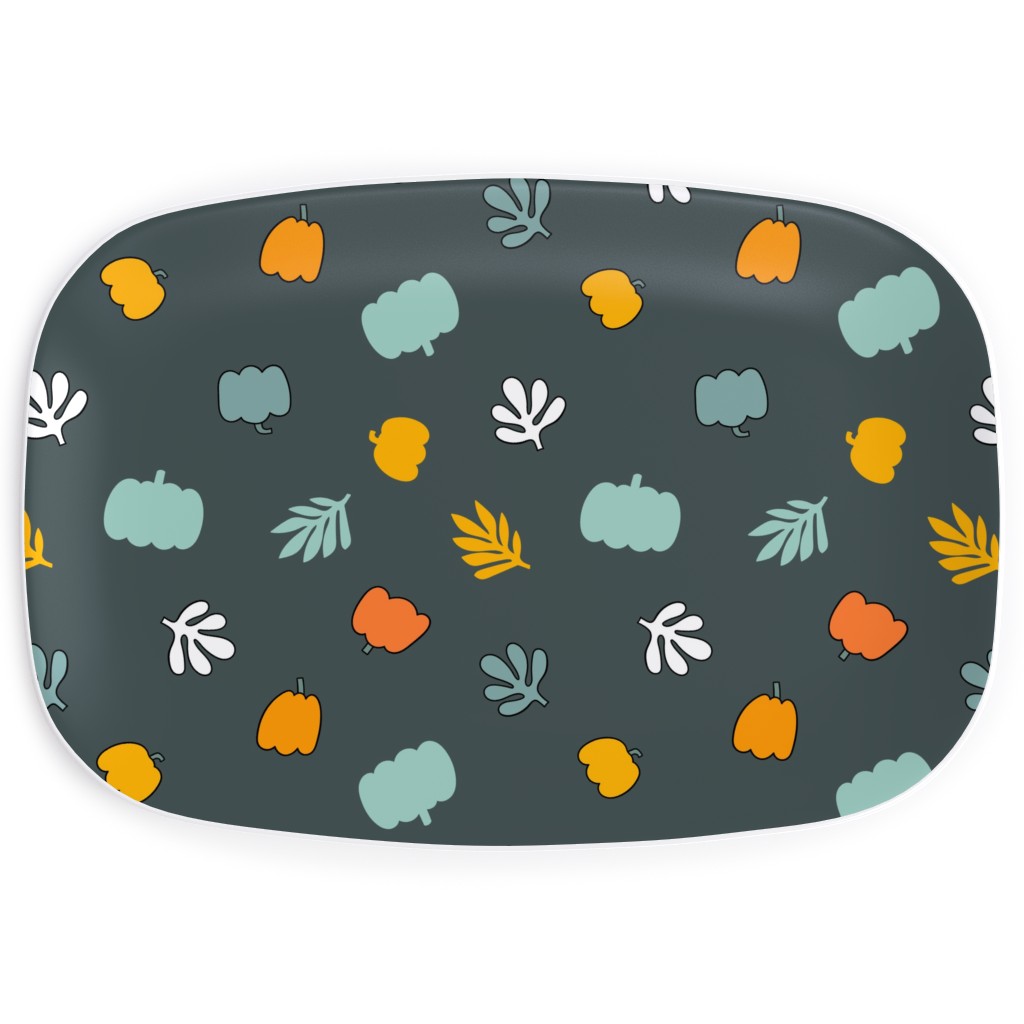 Autumn Harvest Vegetables - Dark Serving Platter, Green