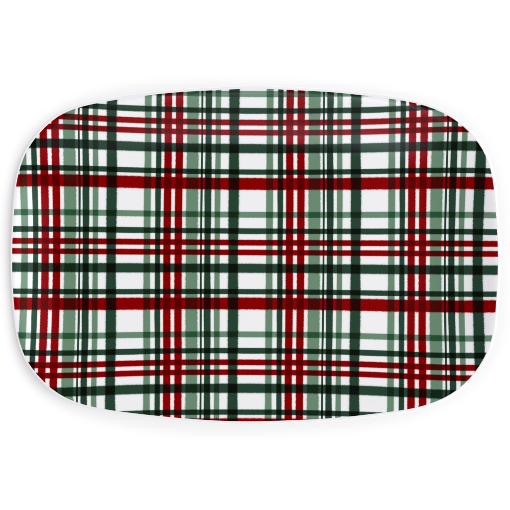 Intricate Plaid Serving Platter, Green