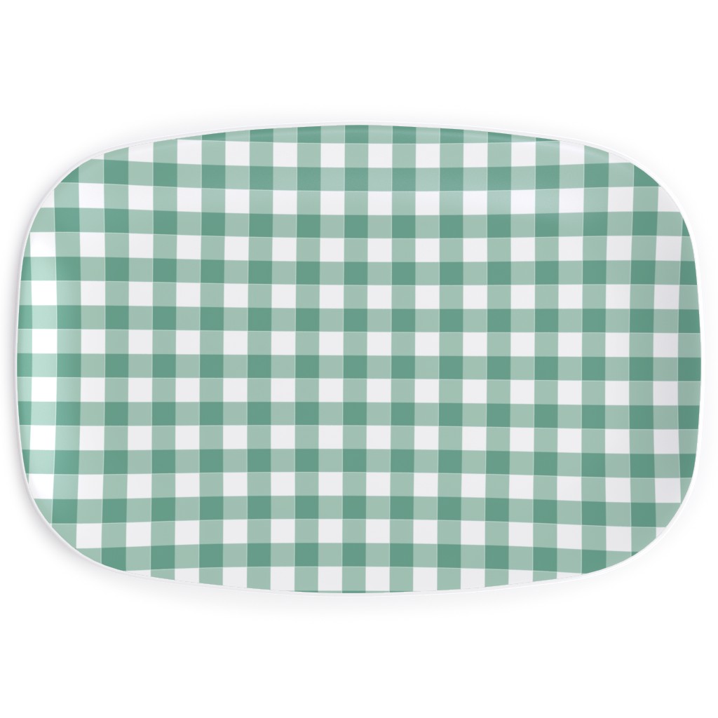 Simple Gingham Serving Platter, Green