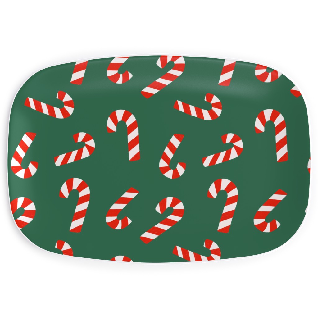 Candy Cane Pattern Serving Platter, Green, Classic Green