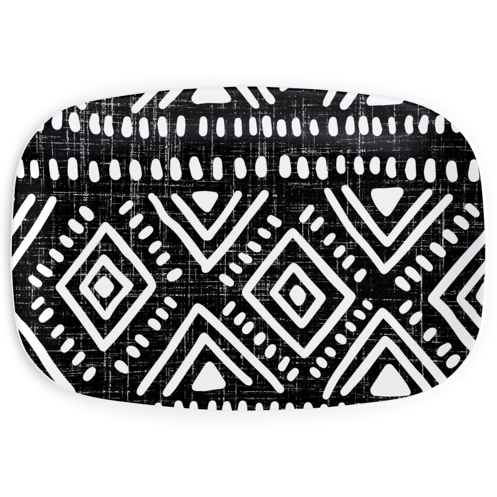 Abstract Diamond Serving Platter, Blue, Charcoal