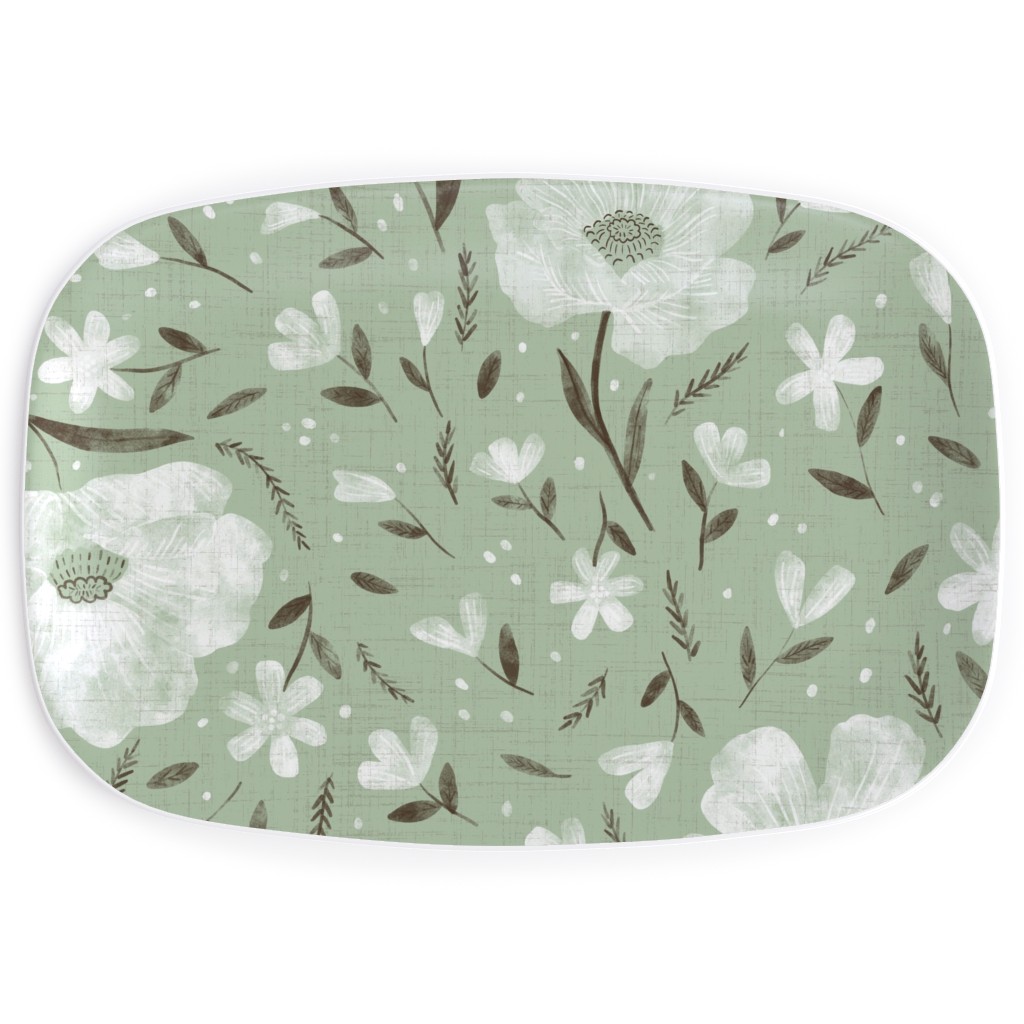 Charlotte Floral - Sage Serving Platter, Green