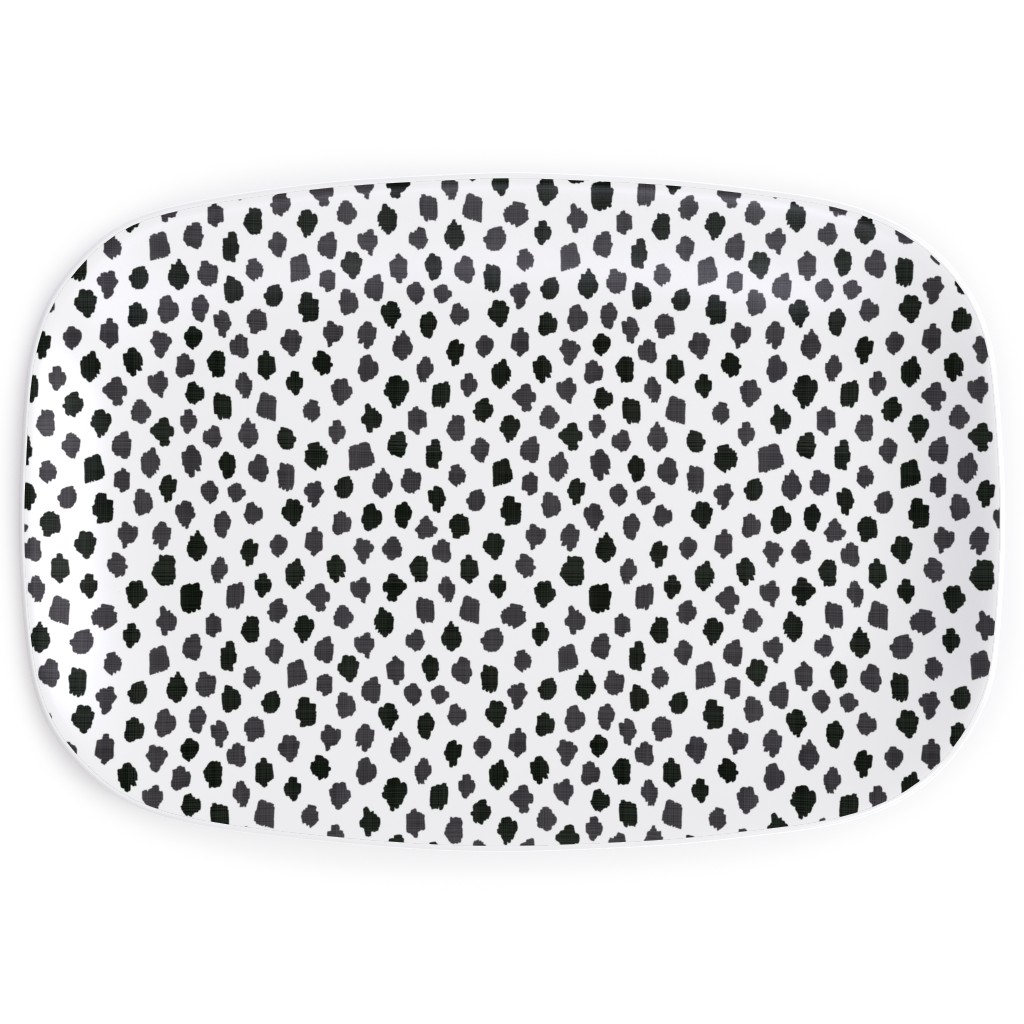 Inky Spots - Black and White Serving Platter, White, White