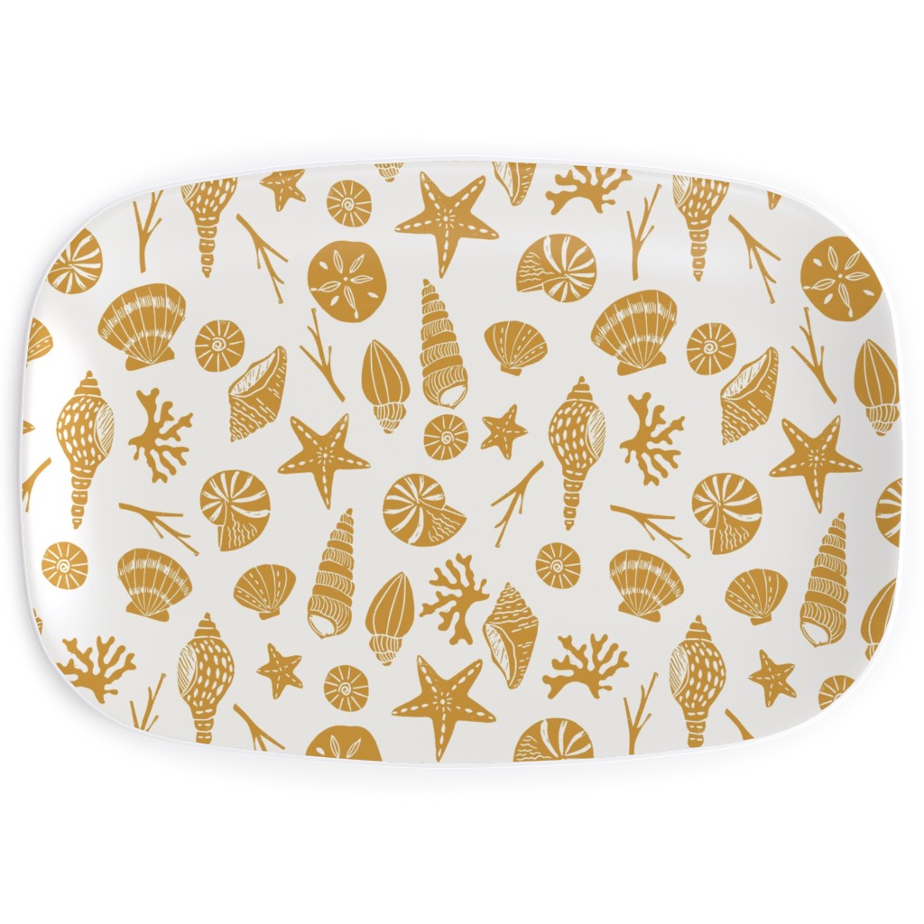 Seashells - Gold Serving Platter, Yellow, Classic Yellow