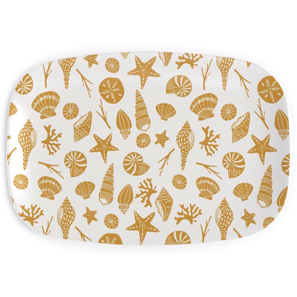 Seashells - Gold Serving Platter, Yellow