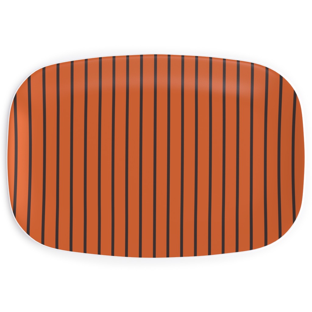 Halloween Stripes Serving Platter, Orange