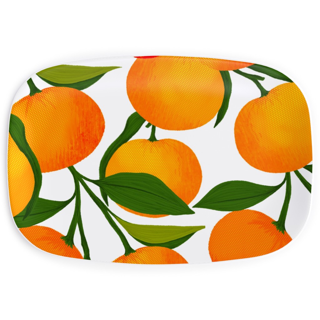 Tangerine Dreams - Orange on White Serving Platter, Orange