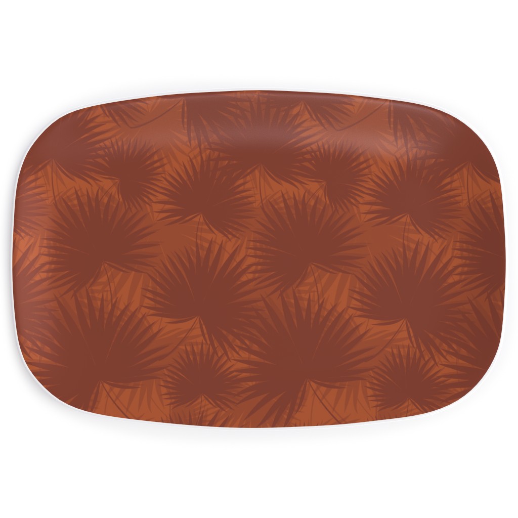 Sabal Palm Toss - Rust Serving Platter, Orange, Orange