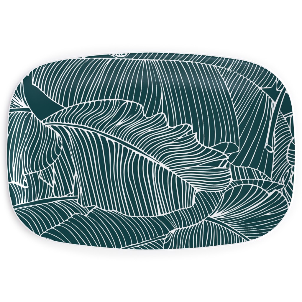 Banana Leaf - Teal Serving Platter, Green