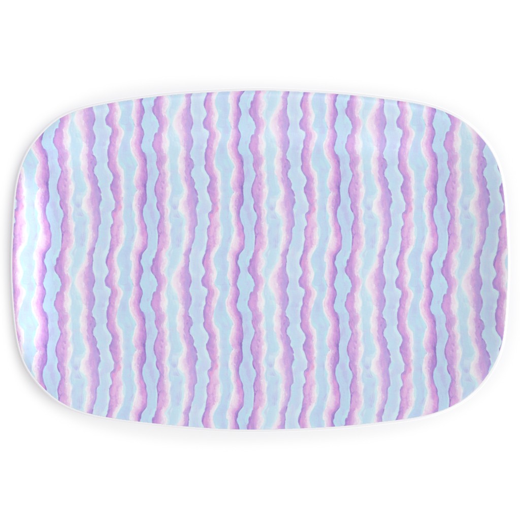 Sunset Cloud Stripe Serving Platter, Multicolor