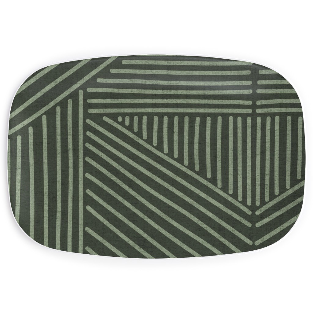 Mudcloth Weaving Line - Green Serving Platter, Green