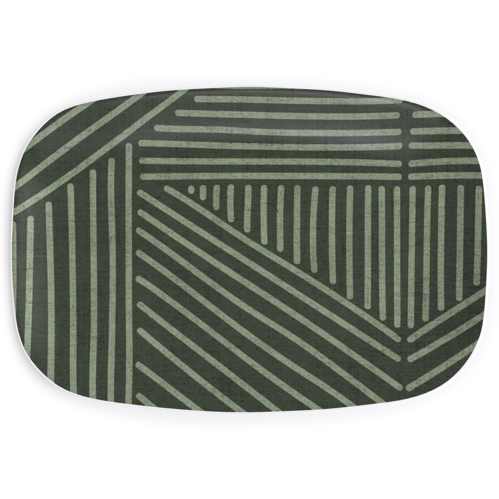 Mudcloth Weaving Line - Green Serving Platter, Green, Classic Green