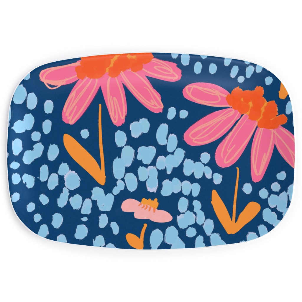 Spring Showers - Blue Serving Platter, Blue, True Blue