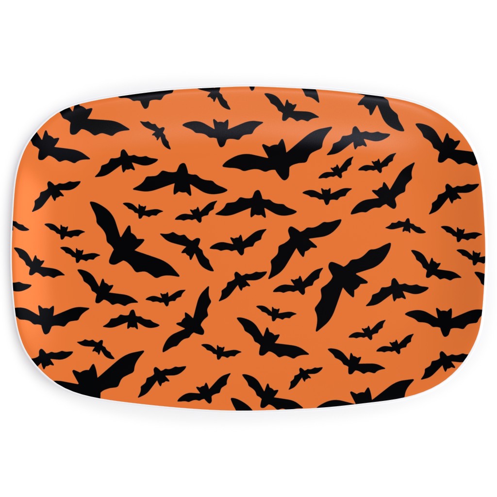 Black Bats Serving Platter, Orange, Pumpkin