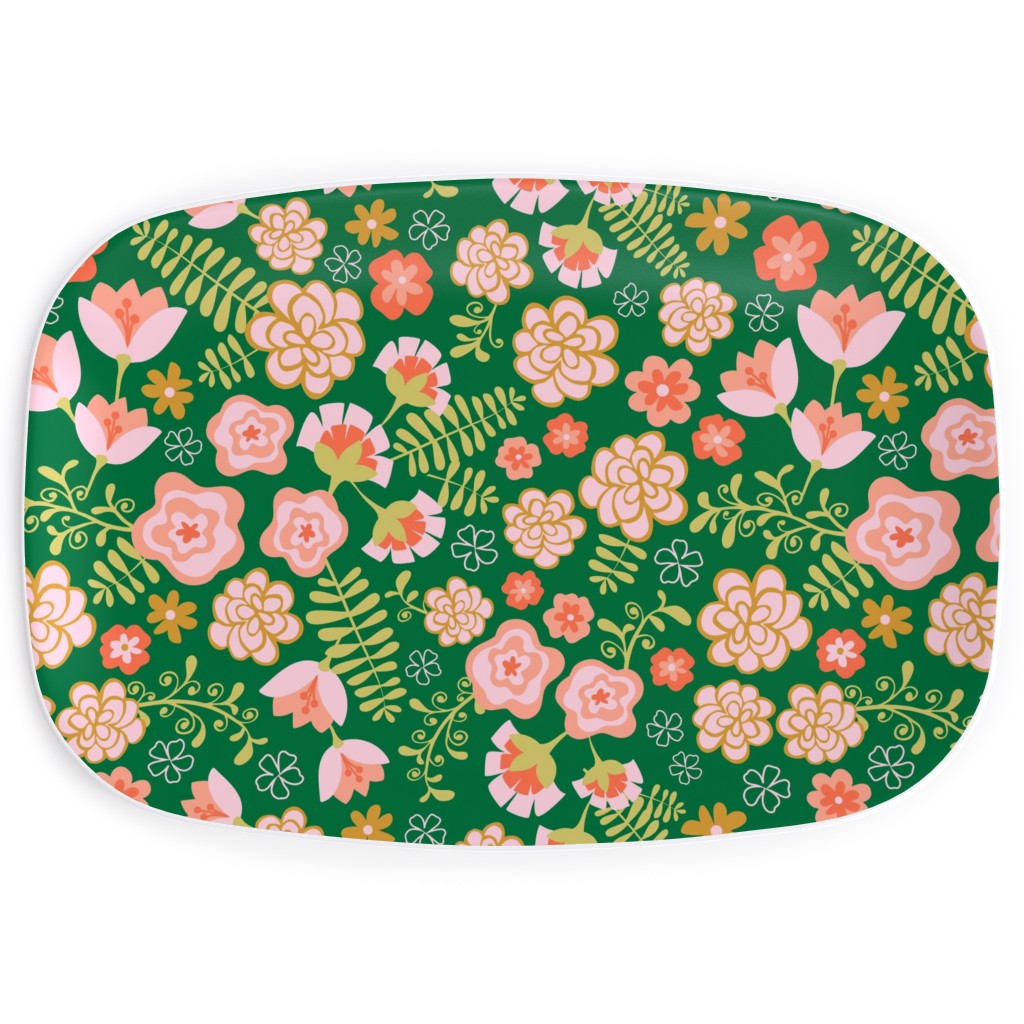 Fiesta Flowers - Green Serving Platter, Green, Classic Green