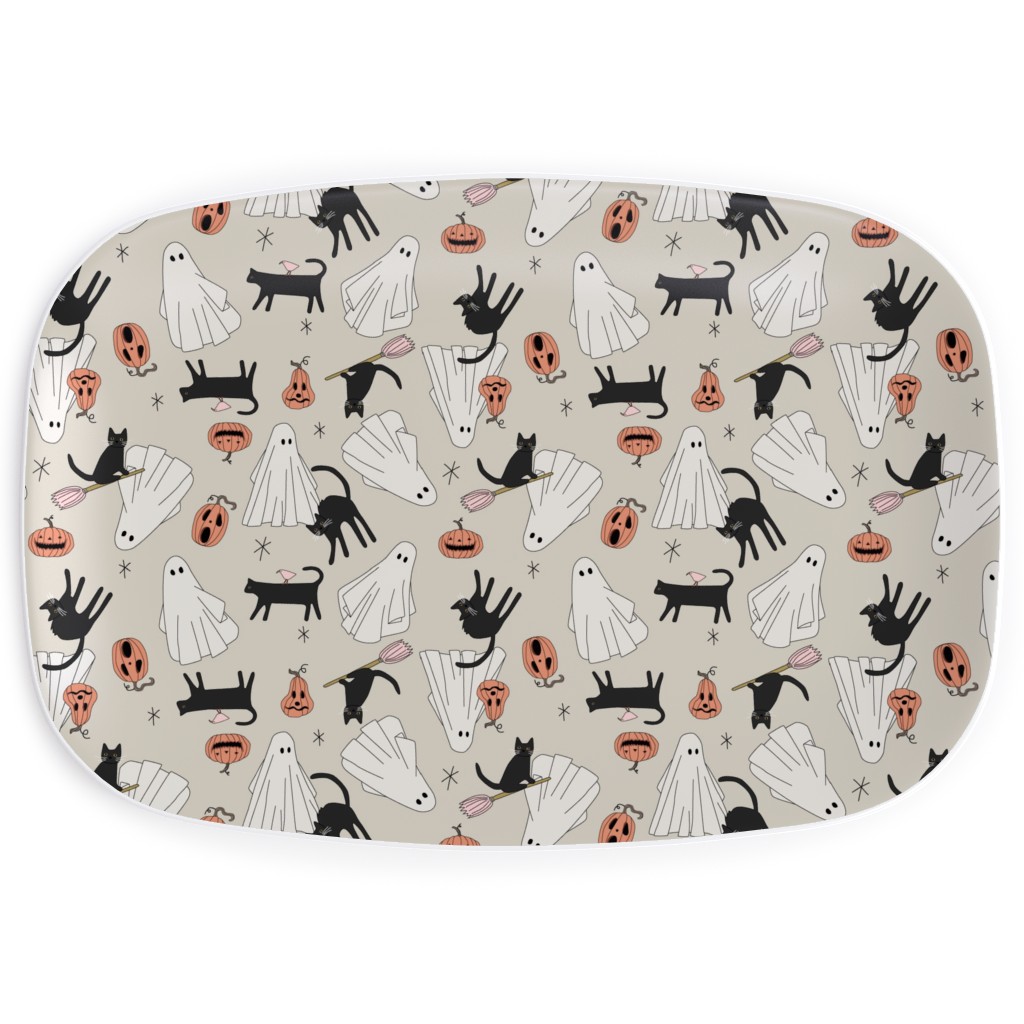 Spooky Halloween Serving Platter, Beige