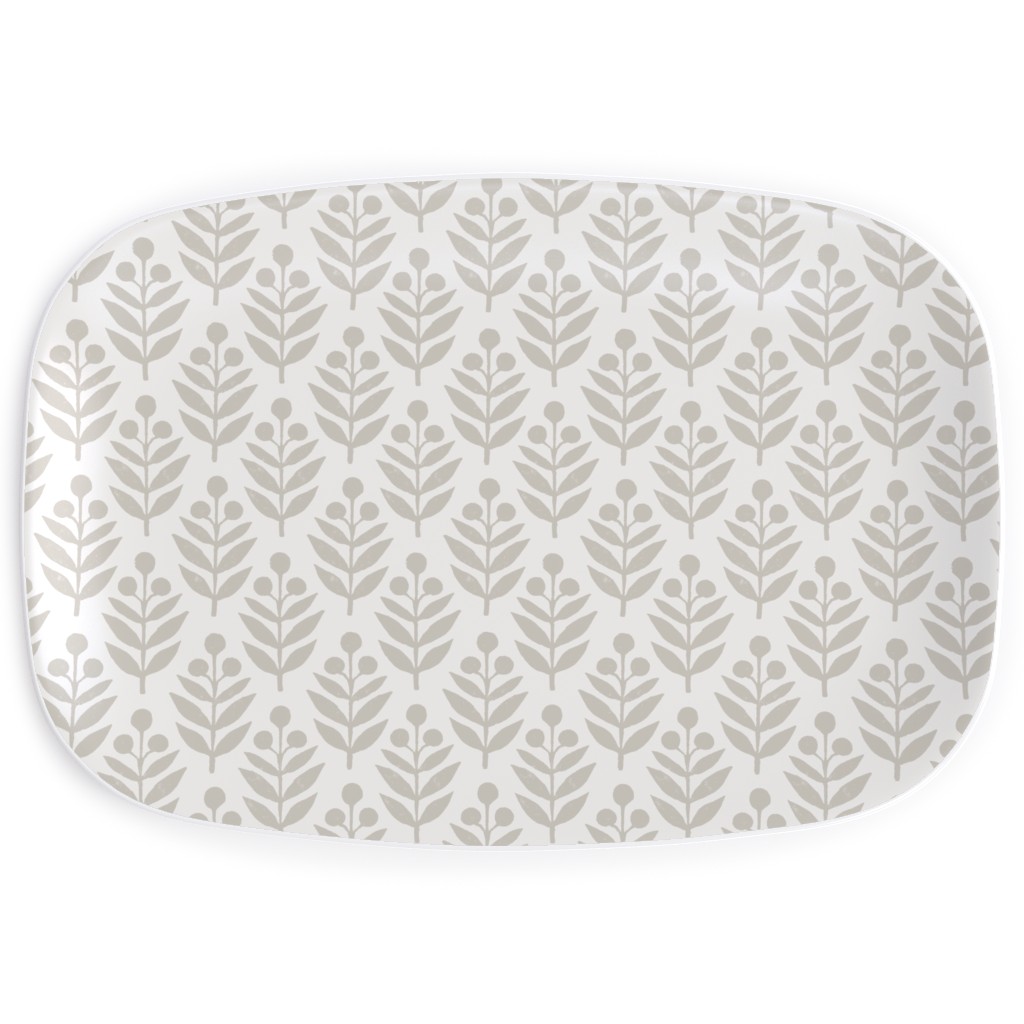 Lotti Quiet Serving Platter, Beige, Silver Lining