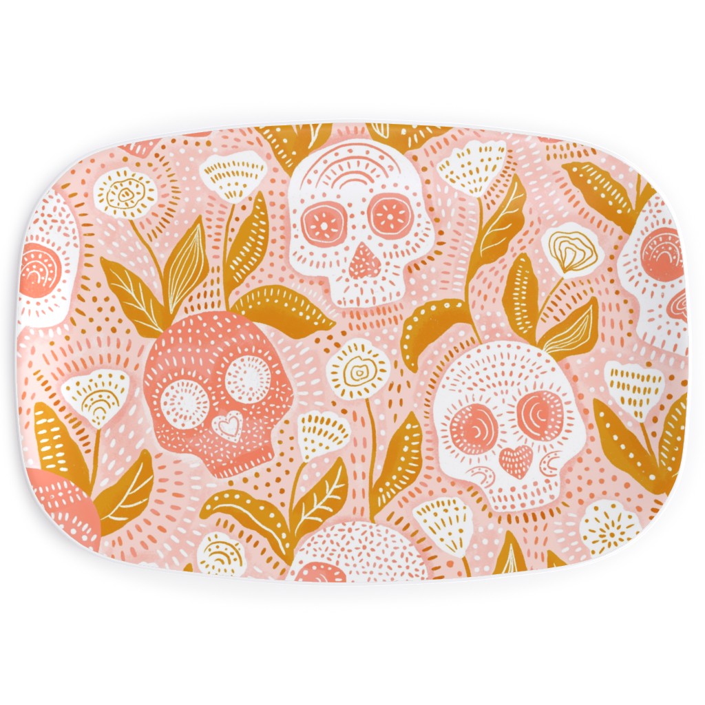 Halloween Skulls - Pastel Serving Platter, Pink