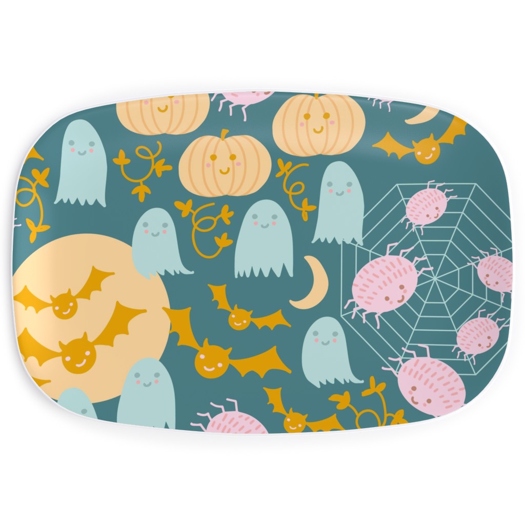 Cute Halloween Scene - Pastel Serving Platter, Multicolor