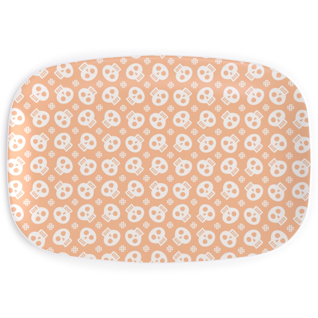 Halloween Skulls Serving Platter, Orange