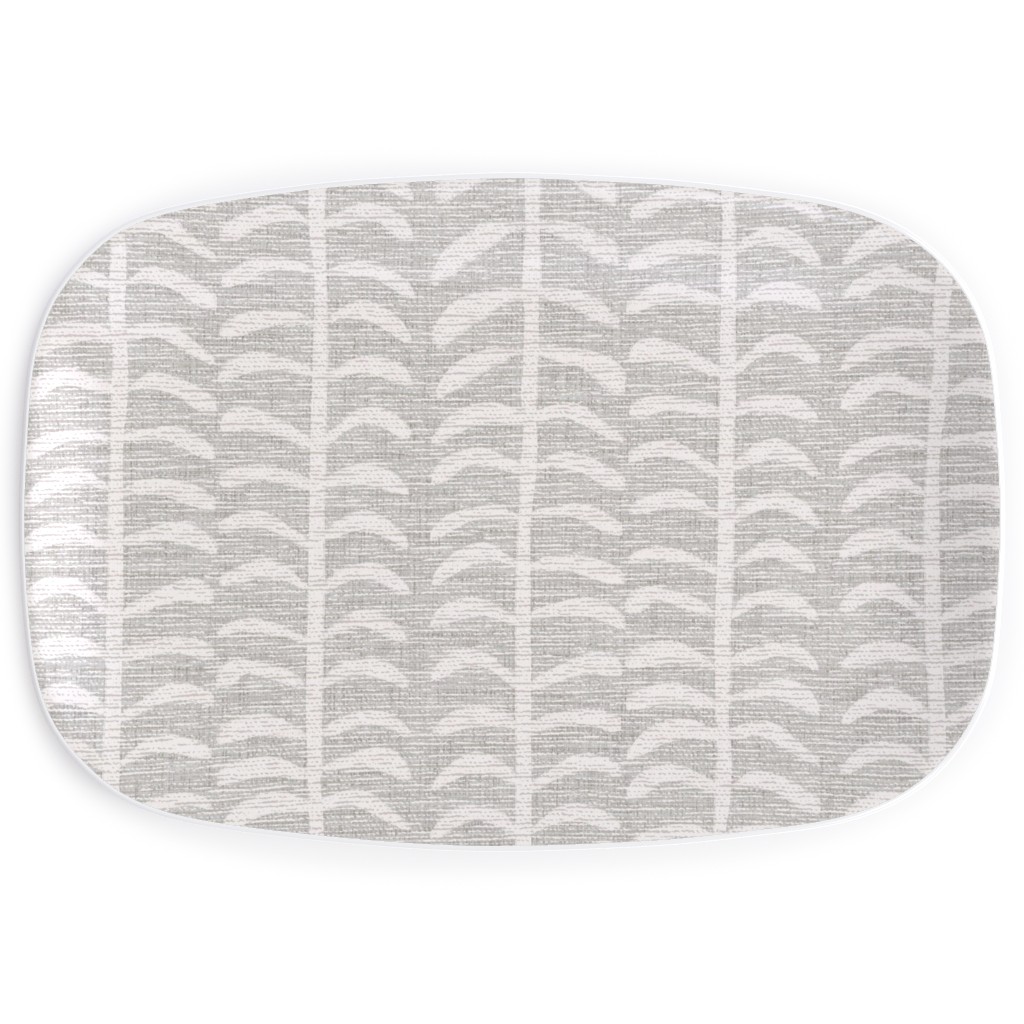 Grasscloth Vine - Neutral Serving Platter, Gray