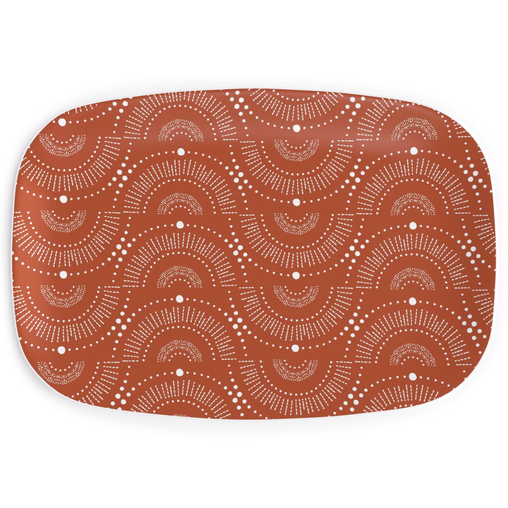 Rise and Shine Geometric - Terracotta Serving Platter, Orange, Orange