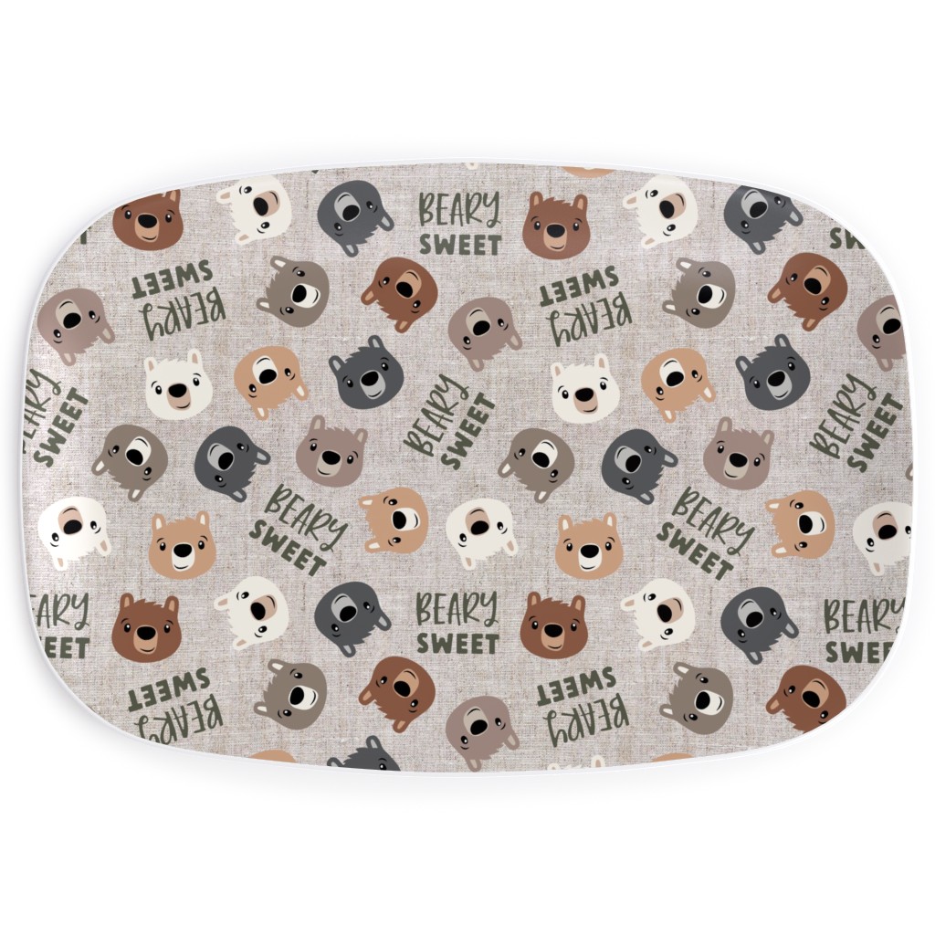 Beary Sweet Bears - Beige Serving Platter, Beige