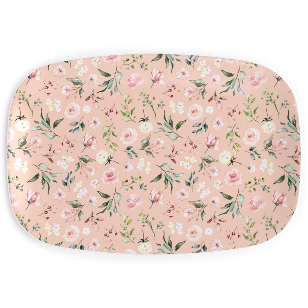 Celestial Rose Floral - Blush Serving Platter, Pink