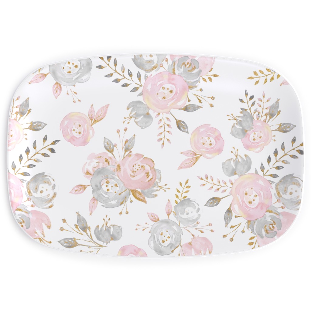 Floral - Blush Serving Platter, Pink, Bright Pink