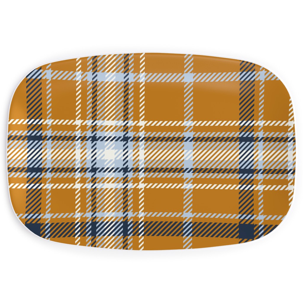 Desert Sun Plaid Serving Platter, Orange