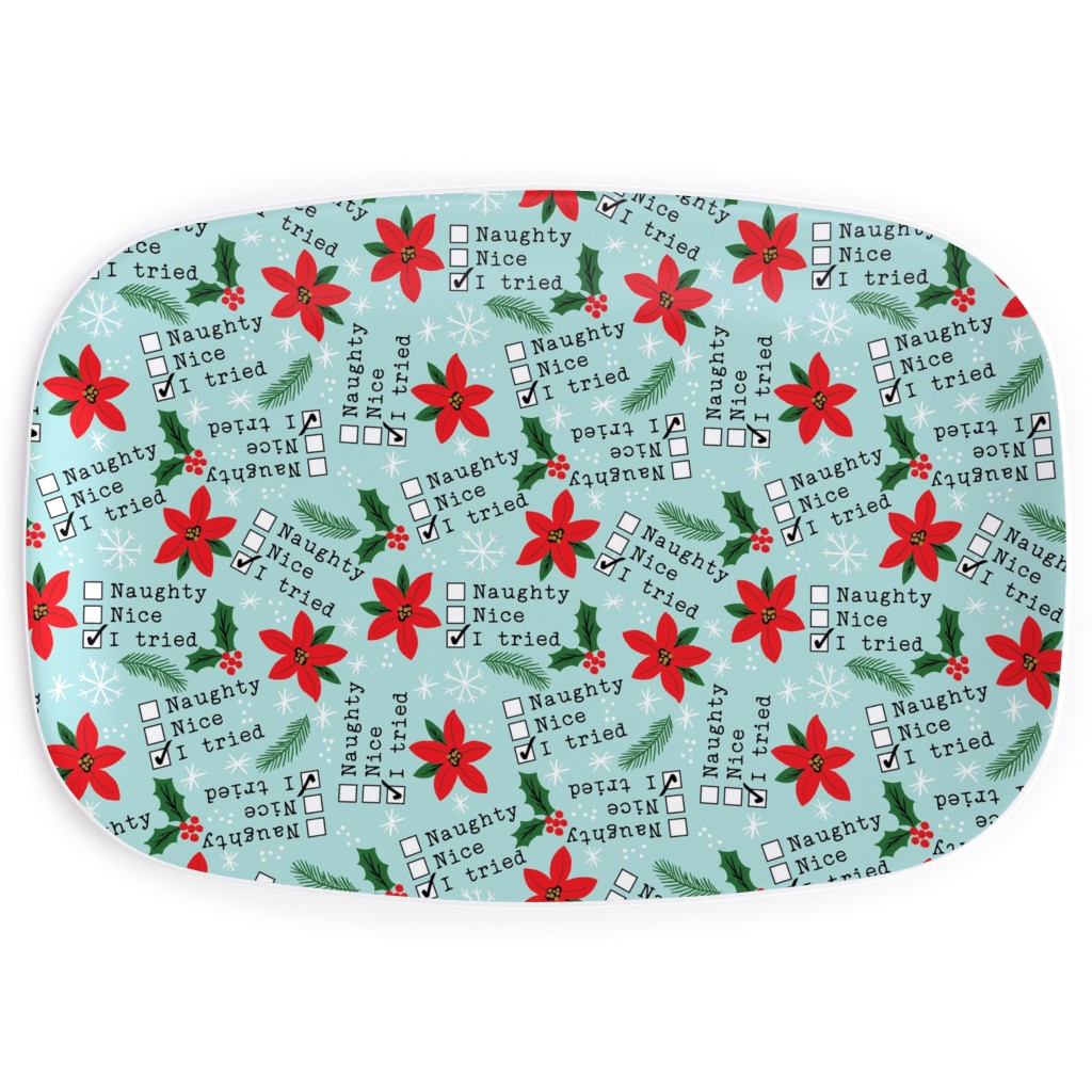 Naughty, Nice, I Tried List Serving Platter, Green