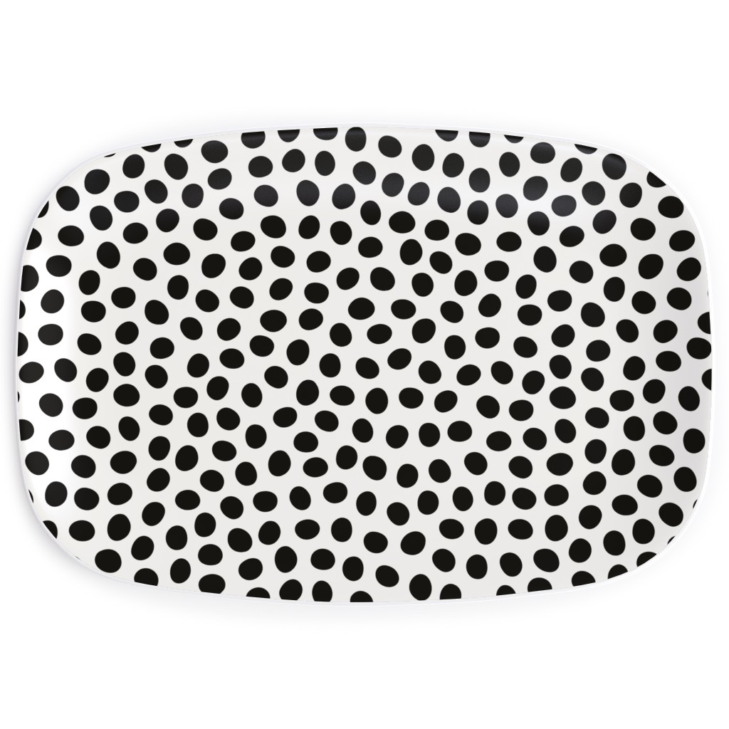 Dots - Black and White Serving Platter, White