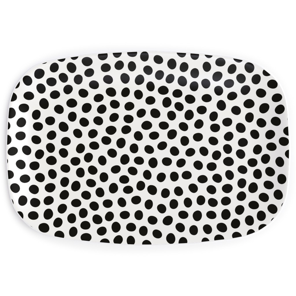 Dots - Black and White Serving Platter, White, White