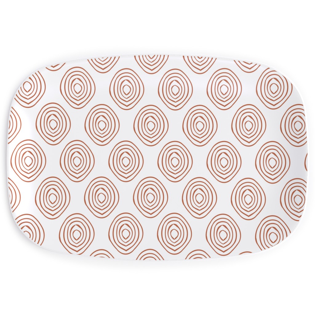 Abstract Circle - Terracotta Serving Platter, Brown, Brown