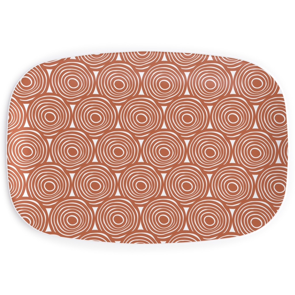 Overlapping Circles - Terracotta Serving Platter, Brown, Brown