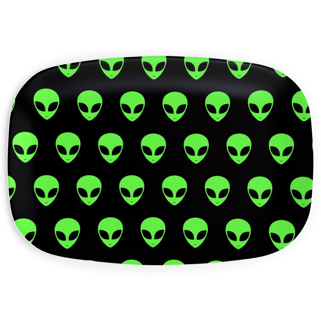 Retro Alien - Neon Green and Black Serving Platter, Green