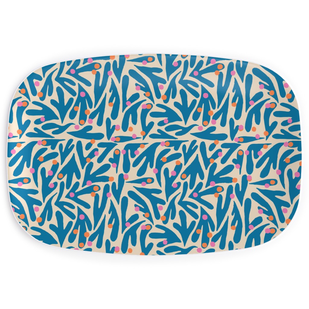 Funky Flora - Blue and White Serving Platter, Blue, True Blue