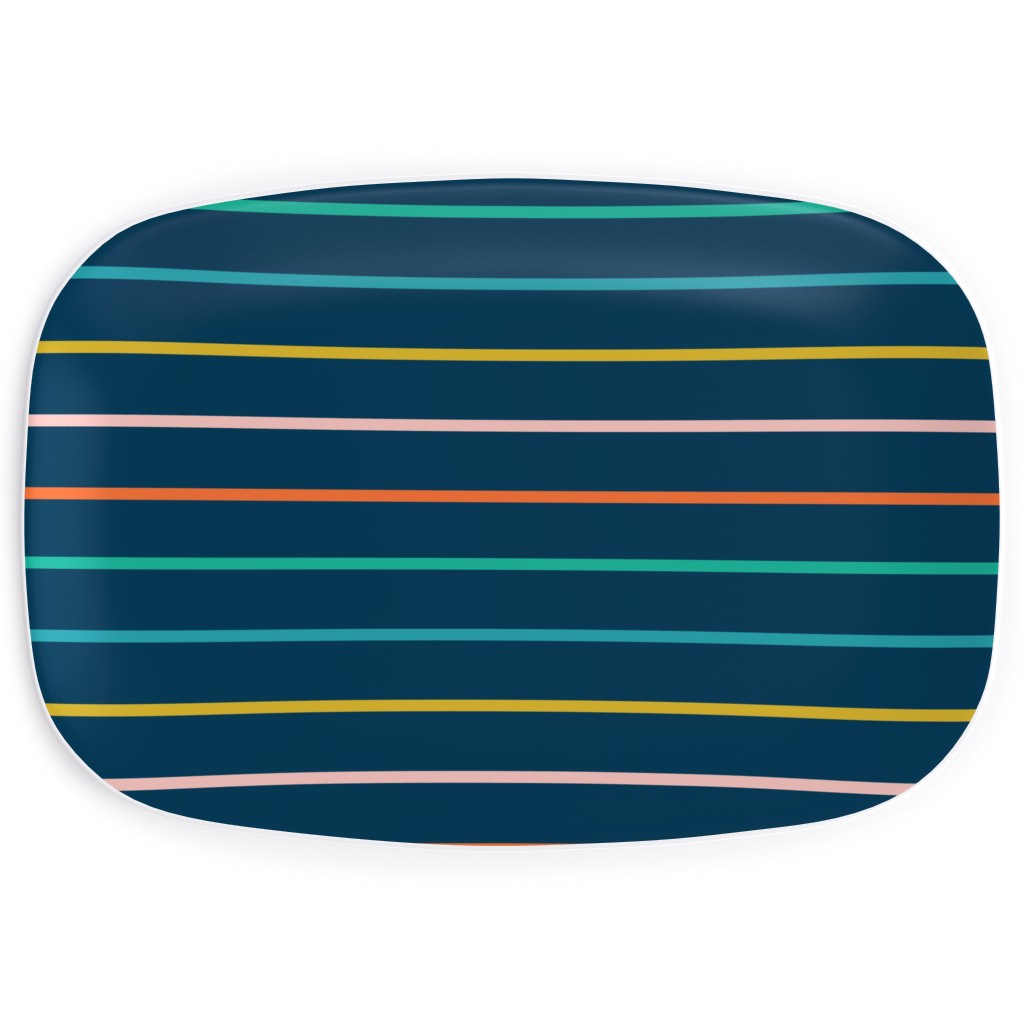 Summer Stripe - Dark Serving Platter, Multicolor