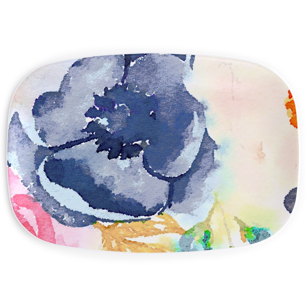 Spring Dreams - Watercolor Floral - Multi Serving Platter, Multicolor