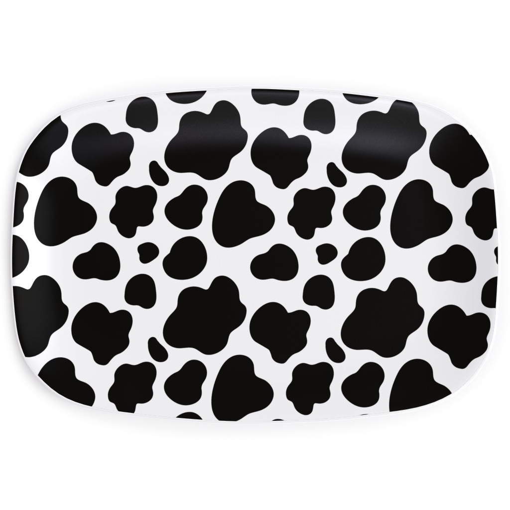 Cow Spots Pattern - Black on White Serving Platter, Black, Black