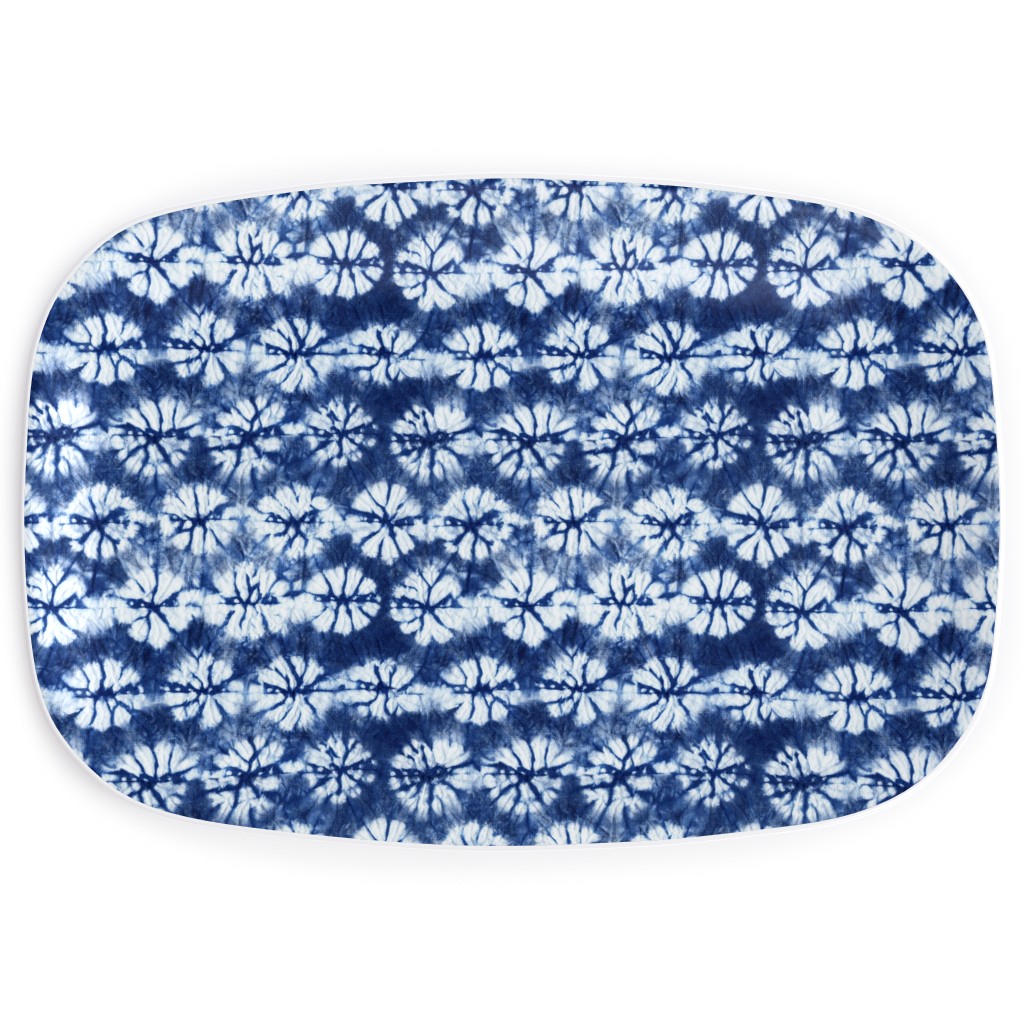 Shibori Pine - Blue Serving Platter, Blue, True Blue
