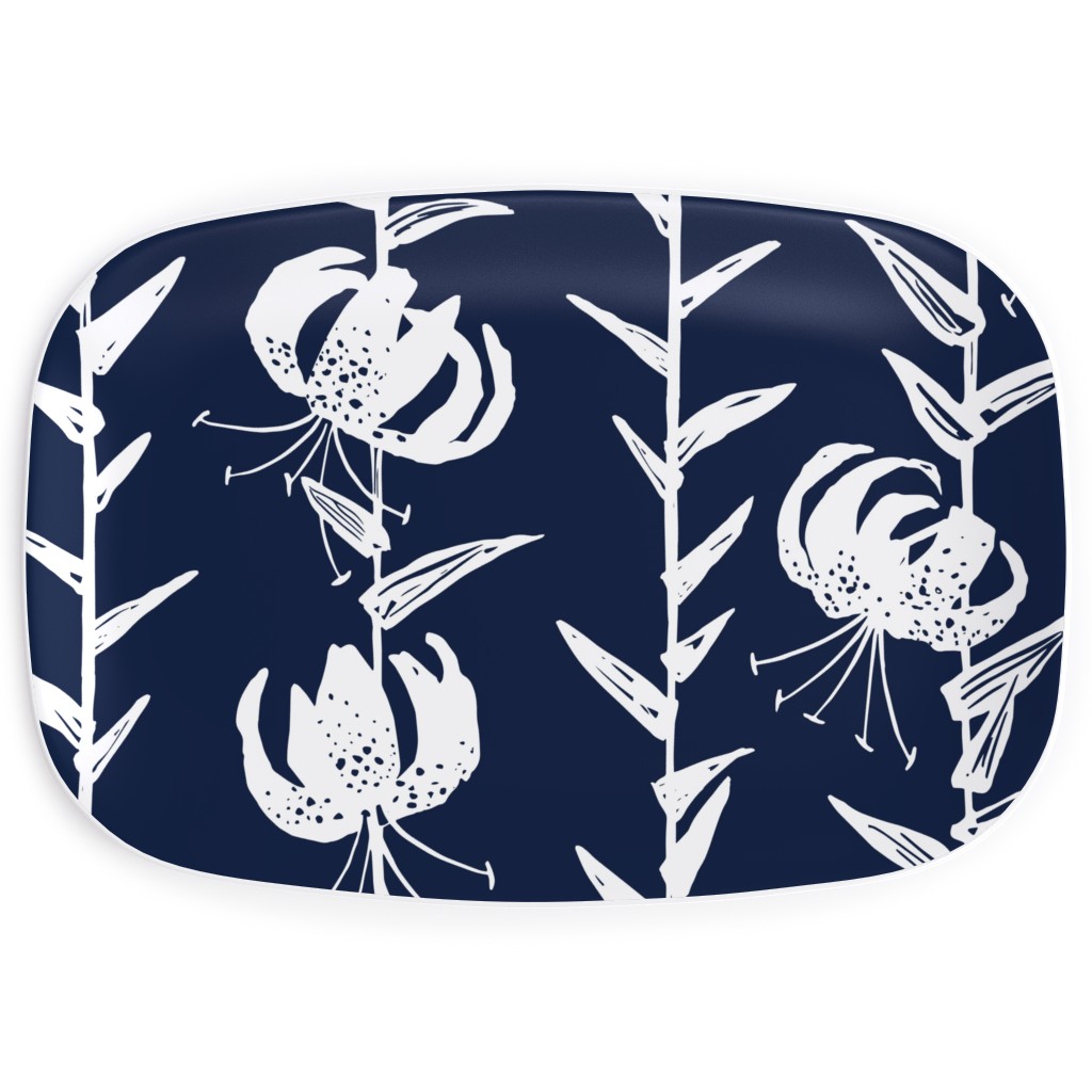 Lily Stripe - Blue Serving Platter, Blue