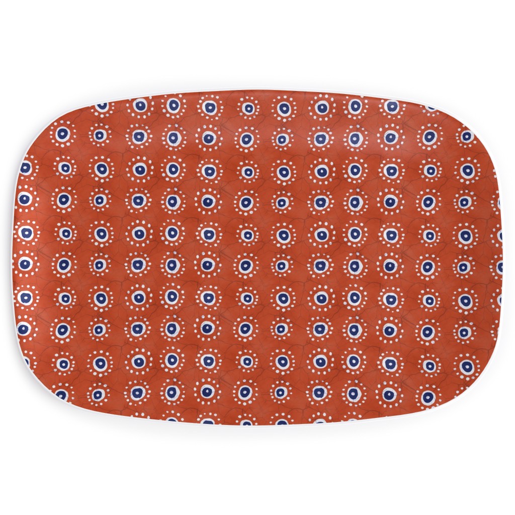 Batik Suns Serving Platter, Orange